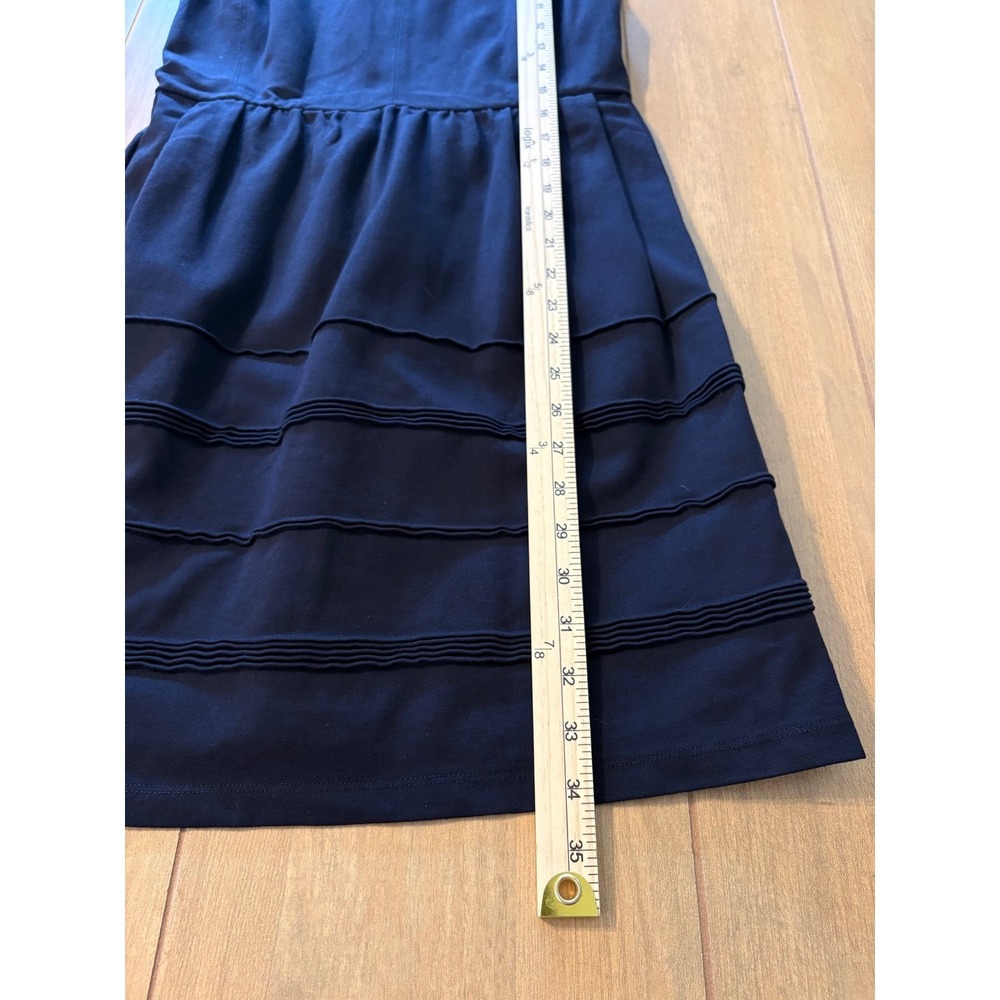 J.Crew Ponte Fit Flare Dress Womens 4 Black Pintuck Tiered Sleeveless Minimalist - Picture 9 of 10